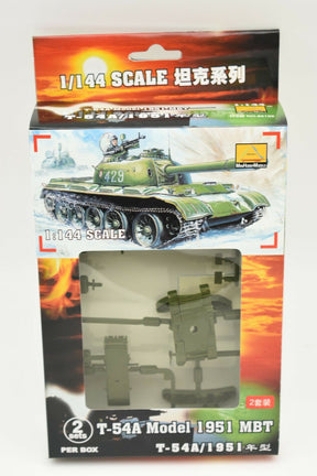 Model kit box art showing a T-54 tank and unassembled parts for MiniHobby 82102