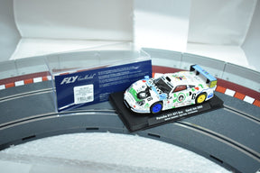Slot car of a 2003 Porsche 911 GT1 Evo race car for Fly Car 88222, side view