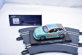 Slot car, Alfa 147 GTA Cup, Boy-Zentveldt, on a display base for Fly Car 88112