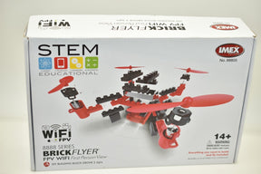 Quadcopter building kit box showing assembled red drone model for IMEX 88805