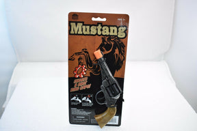 Toy revolver with brown packaging, showing a pistol and "Mustang" branding for Parris Toys 4626