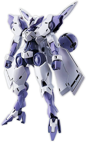Gundam model kit, white and purple mobile suit with detailed armor for Bandai 2587103