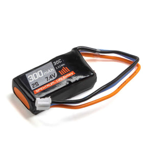 Black LiPo battery with orange and black leads for Spektrum SPMX3002S30