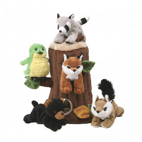 Stuffed animal forest friends group display on a tree house for Unipak 7166TR