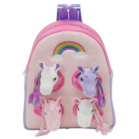 Rainbow backpack with three attached stuffed horses for Unipak 7177RN-H