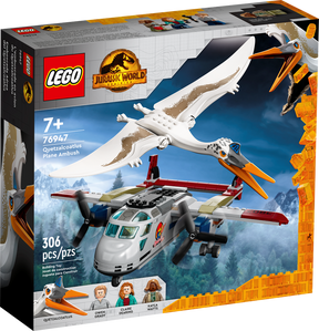 LEGO set box featuring a large flying reptile and a plane model for 76947