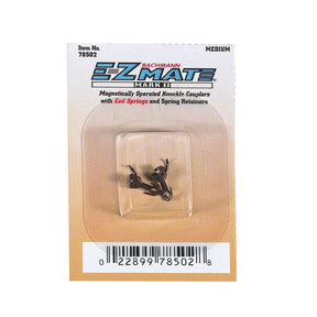 Small metal couplers for model trains, packaged in a clear plastic blister card for Bachmann 78502