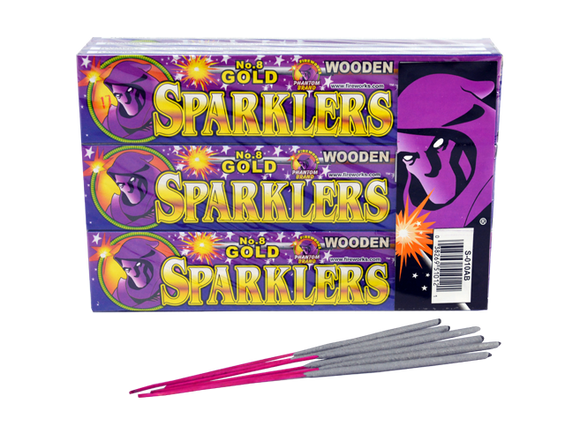 #8 Gold Sparklers 6 Pieces Per Box | 4S-010BF | Phantom Fireworks