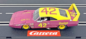 Yellow and purple Dodge Charger Daytona slot car with "42" racing number for Carrera Evolution 20027638