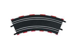 Curved racetrack section, 3/45° turn, black surface with red and white curbing for Carrera Go 20061645