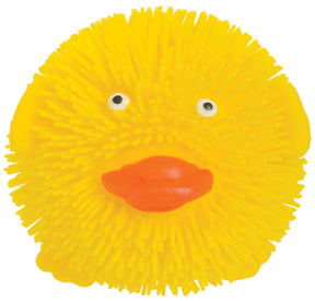 Bright yellow, fluffy toy chick with orange beak and black eyes for Toy Smith 8382