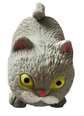 Stretchy gray cat toy with large yellow eyes and small tail for BVP 88960NV