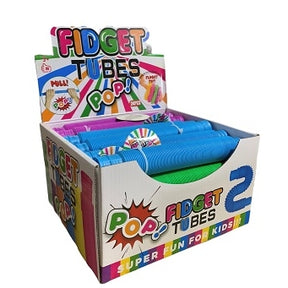 Box of colorful pop fidget tubes for kids for Faire PFTL