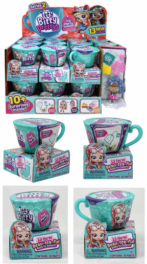 Assortment of tea party surprise sets with small teacups and dolls for Mattel 9704