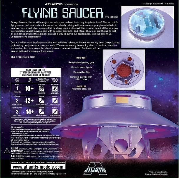 Science Fiction Model Flying Saucer UFO 1/72 Scale Plastic Model