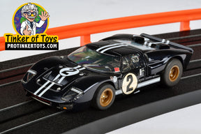 Black Ford GT40 race car model with white racing stripes and number 2 for AFX/Racemasters 22031