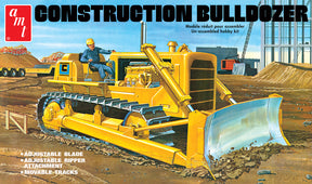Yellow bulldozer model kit with adjustable blade and ripper attachment for AMT AMT1086