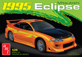 Orange 1995 Mitsubishi Eclipse 1/25 scale model kit box art for AMT AMT1089