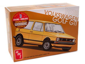 Yellow 1978 VW Golf GTI model kit box art for AMT 1213