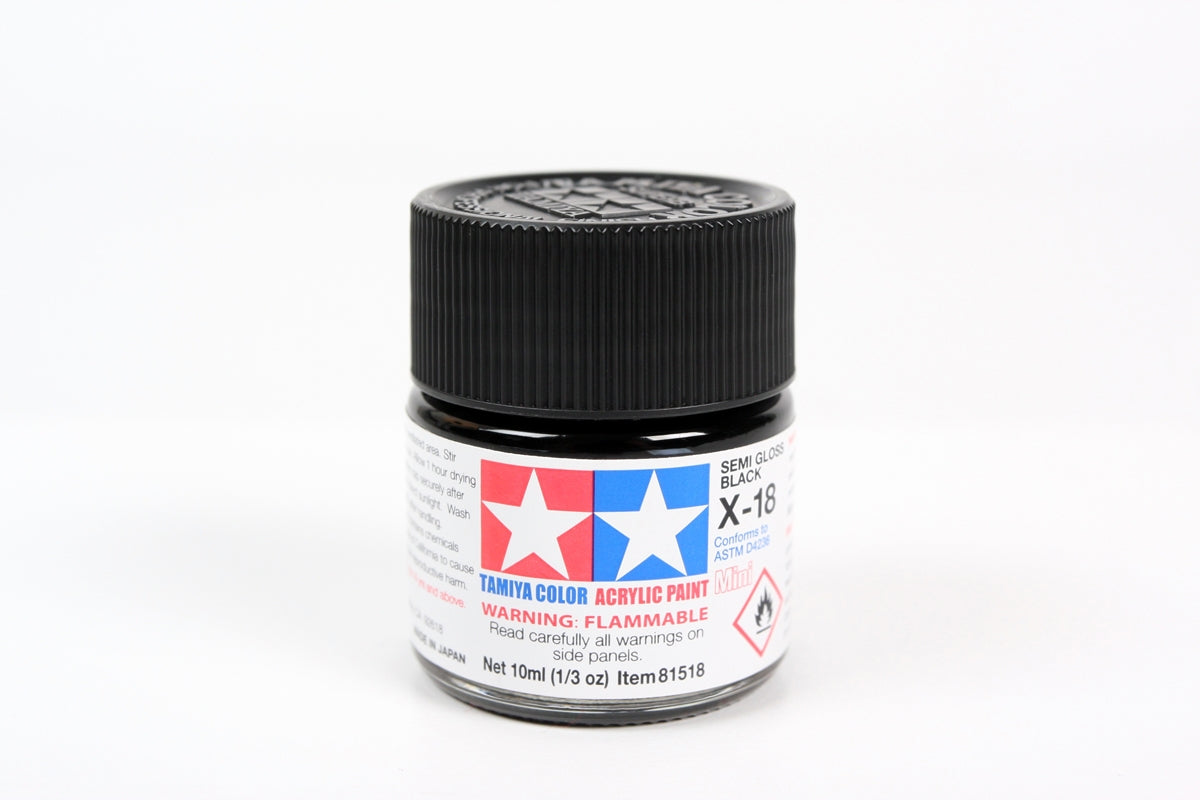 Acrylic Mini X-18 Semi Gl Blk (10ml) | 81518 | Tamiya