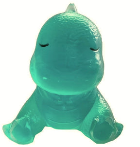 Teal, squishy dinosaur stress toy with closed eyes for BVP 89040