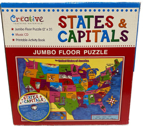 Floor puzzle showing a map of the United States with states and capitals for Creative Teaching Materials CTM1022