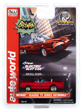 Red Batmobile toy car, classic TV series style, for collectors for Auto World CP7783