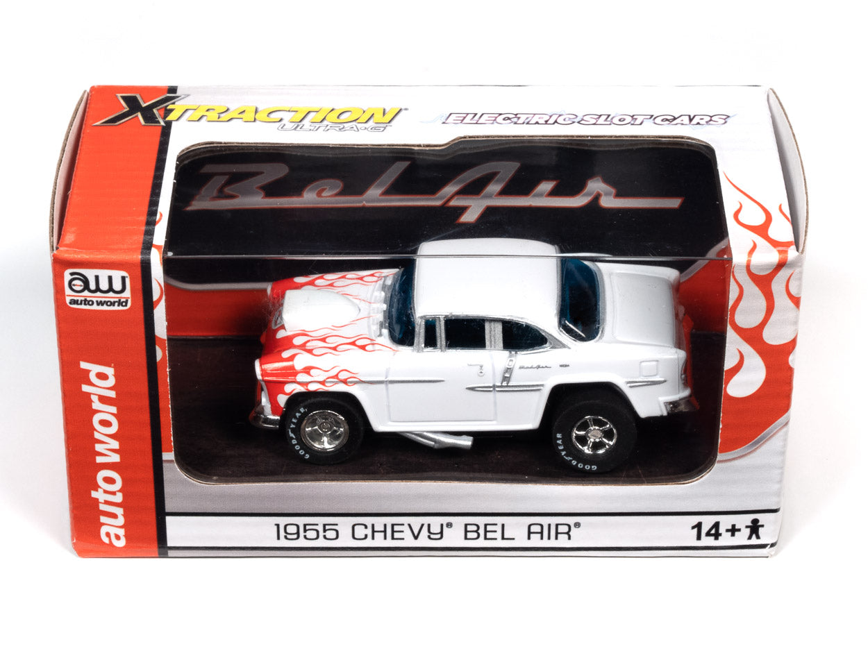 1955 Chevy Bel Air White with Red Flames | CP7903 | Auto World-Auto World-[variant_title]-ProTinkerToys