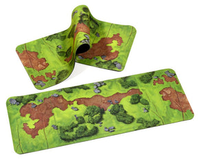 Two green play mats depicting a battlefield landscape for tabletop gaming for Vesuvius Media WWI706