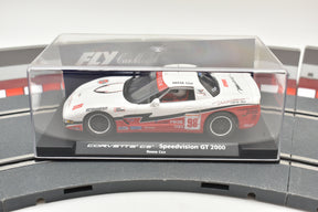 White Corvette C5 race car model in clear plastic box for Fly Car 88075