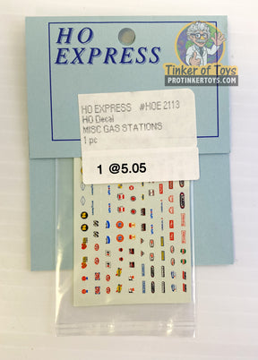 Sticker sheet with various gas station decals for model cars for HO Express 2110-2119