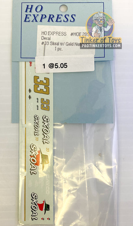Slot Car Decal Sticker Pack | 2050-2059 | HO Express-American Line-K-Decal #33 Skoal Gold Numbers-ProTinkerToys