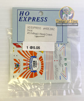Slot car decal sticker pack featuring Kellogg's Honey Crunch branding for HO Express 2060-2069