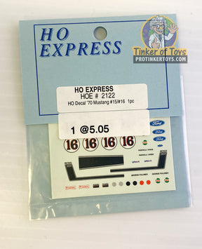 Slot car decal sticker pack for HO Express model cars for 2120-2129