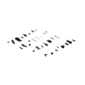 Assortment of small black plastic and metal hardware parts for 1/18 scale model for ECX ECX216001