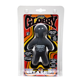 Black stress ball toy in clear packaging for hand exercise for Schylling GLOB