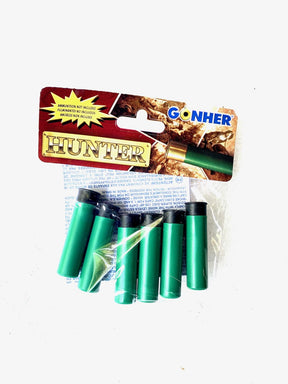 Six green shell cartridges packaged in a red and gold box for Gonher 4117/0