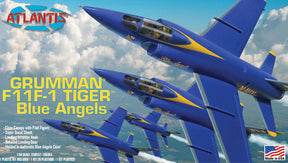 Blue and yellow model aircraft set against a sky backdrop for Atlantis Model Co ALM169, package view, product view 1