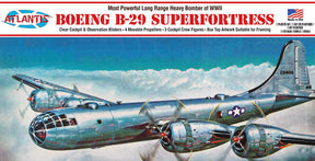 Blue B-29 Superfortress bomber in flight, detailed model kit art for Atlantis Model Co ALM208