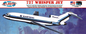 Blue and white model kit of a Boeing 727 Whisper Jet airliner for Atlantis Model Co ALM351