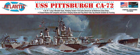 USS Pittsburgh CA-72 heavy cruiser model kit on rough seas for Atlantis Model Co ALM457