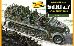 German Sd.Kfz.7 8-ton semi-track personnel carrier with soldiers in a diorama setting for Lindberg HL416