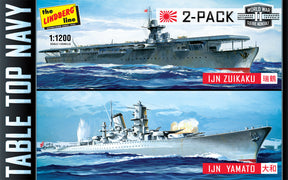 Two WWII Japanese battleships, Yamato and Zuikaku, displayed in a 2-pack set for Lindberg HL424/12