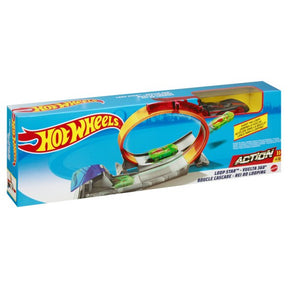 Hot Wheels track set with loop and cars for play for Mattel FTH82