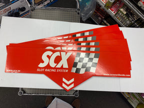 Red and black checkered race track sign set with SCX logo for MK 5940