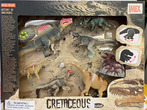 Dinosaur fossil display set featuring various prehistoric reptiles and skeletons for Imex IMX49002