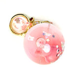 Pink, round key charm with sleeping animal design and gold clasp for BC Mini 12056
