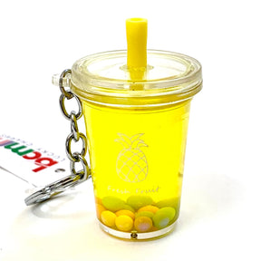Yellow drink charm with straw and fruit-colored beads for BC Mini 12042