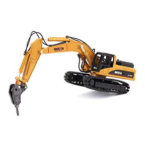 Yellow diecast metal excavator model with tracks and articulated arm for Imex Model Co IMX14507