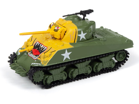 1:64 JLMiltary In Color  2019R1 | JLML004 | Johnning Lightning Die Cast-Round 2-JLML004-B-1-4 | M4A3 Sherman Tank (1:100)	Olive Drab w/Tiger Face-ProTinkerToys